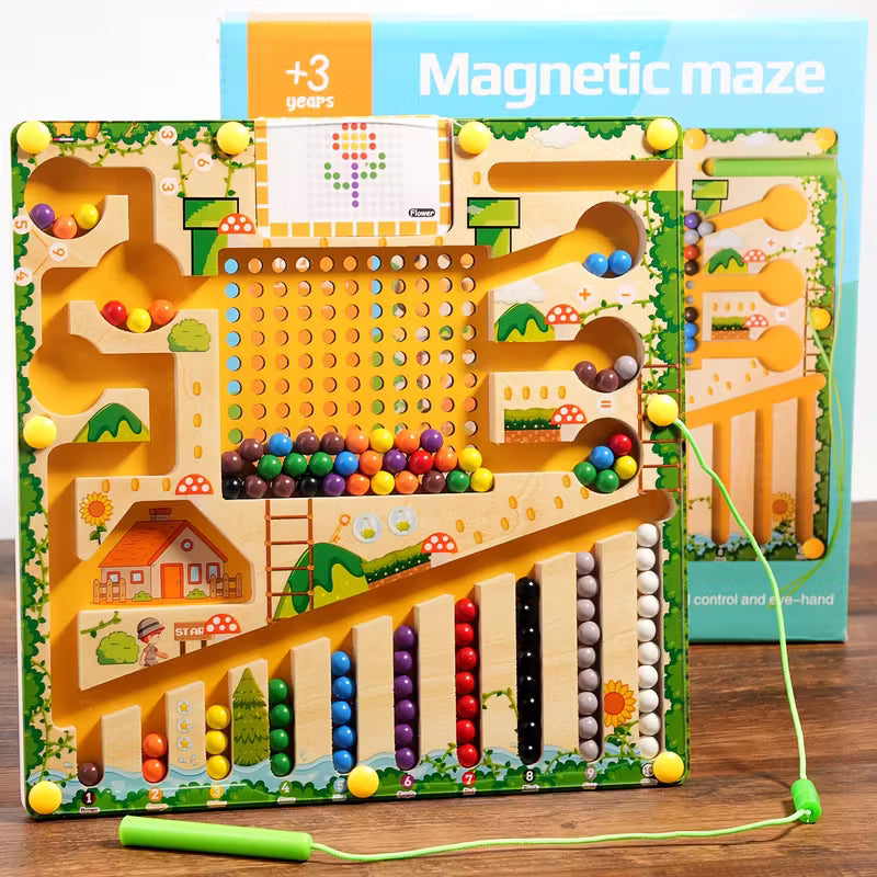 Laberinto Magnético De Madera Con Números Y Colores – Juguete Educativo De Motricidad Fina Para Niños De 3 A 6 Años, Aprendizaje Divertido