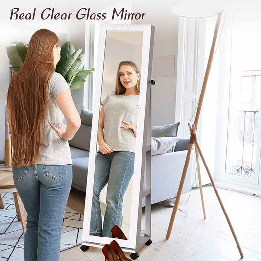 Espejo de Cuerpo Entero con Gabinete para Joyas