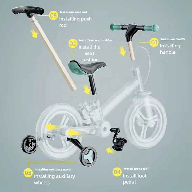 Bicicleta de Equilibrio 6 en 1 para Niños | Con Mango de Empuje, Frenos y Soporte | Ideal 1 a 3 Años