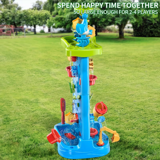 PLANETA DINOSAURO – Mesa de Agua y Arena Doble Cara | Laberinto en Cascada • Grifo Funcional • Juego Sensorial STEM • Exterior/Interior • No Tóxica • Diseño Infantil • Construcción Robusta