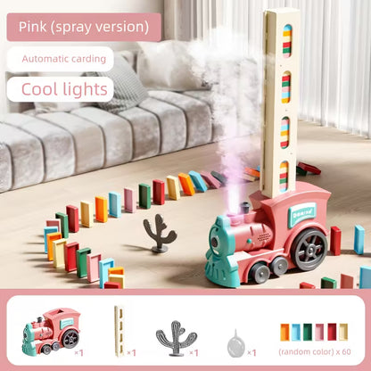Tren de Dominó 80PCS – Juego de Construcción con Luces y Sonidos para Crear Rallys Automáticos