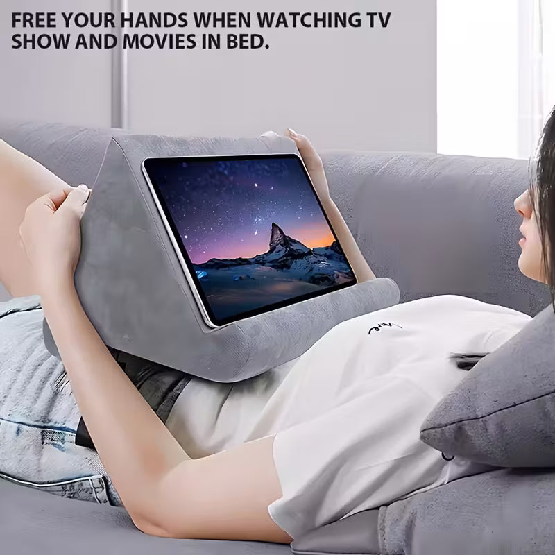 ALMOHADA DE ESPONJA SOPORTE PARA TABLETA – COJÍN ERGONÓMICO PARA IPAD, SAMSUNG, HUAWEI Y TELÉFONOS