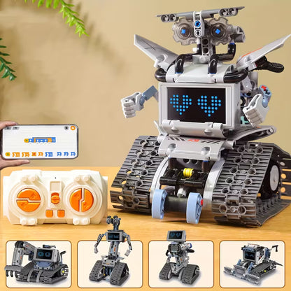 Bloques de Construcción STEAM 5 en 1 – Robot Interstelar con Pantalla LED y Expresiones Programables