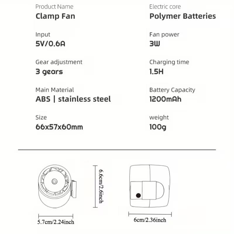 Ventilador Portátil Ajustable Ultra-Sleeve 🔋🌀 | 3 Velocidades, Ultraligero, Silencioso, Ergonómico y Recargable por USB