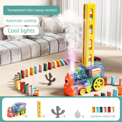Tren de Dominó 80PCS – Juego de Construcción con Luces y Sonidos para Crear Rallys Automáticos