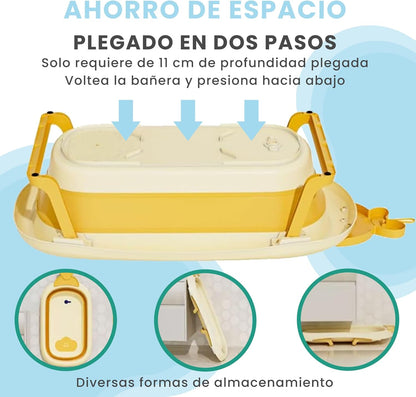 Bañera Plegable Grande con Soporte Antideslizante