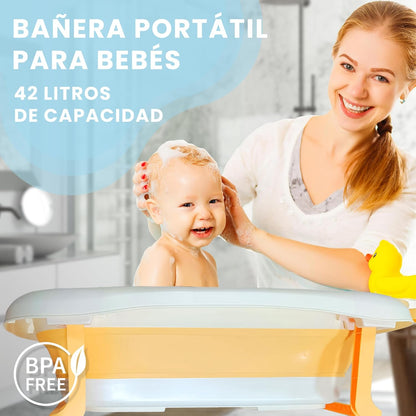 Bañera Plegable Grande con Soporte Antideslizante