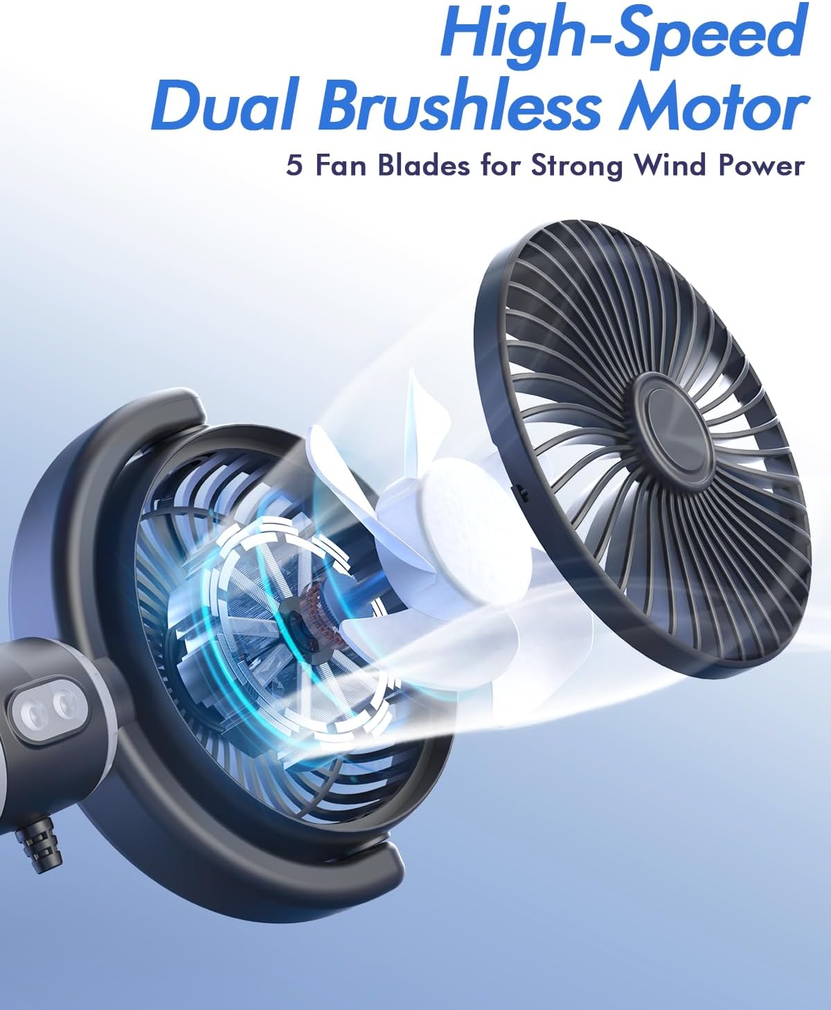 Ventilador Doble de Coche – Refrigeración Rápida para Asiento Trasero con Rotación 360° y Alimentación USB