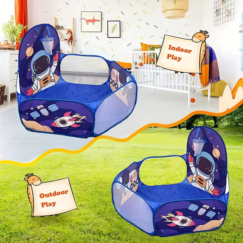 Tienda de Piscina de Bolas Emergente Grande para Niños | Pop-Up Instantáneo • Aro de Baloncesto • Juego Activo y Sensorial • Diversión Interior/Exterior