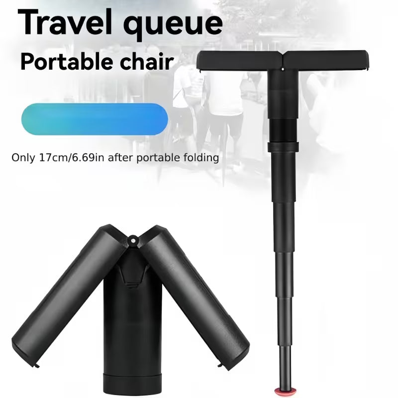 Silla Plegable Portátil 2 en 1 – Bastón Telescópico para Sentarse o Estar de Pie