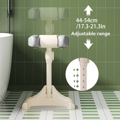 Soporte de Ducha Ajustable con Base Antideslizante | Torre de Baño para Bebés • Altura Personalizable • Escalones Seguros • Asiento Integrado • Comodidad y Estabilidad