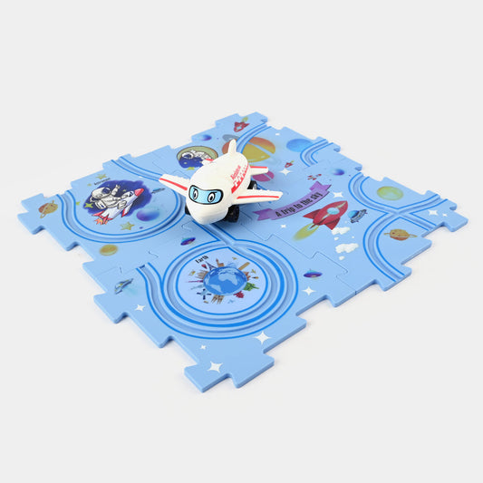 Rompecabezas de Tren y Avión Eléctrico para Niños | Ensamblaje Libre • Mapa de Ciudad • Plástico Resistente • Juego Educativo y Creativo