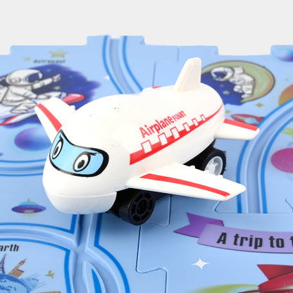 Rompecabezas de Tren y Avión Eléctrico para Niños | Ensamblaje Libre • Mapa de Ciudad • Plástico Resistente • Juego Educativo y Creativo