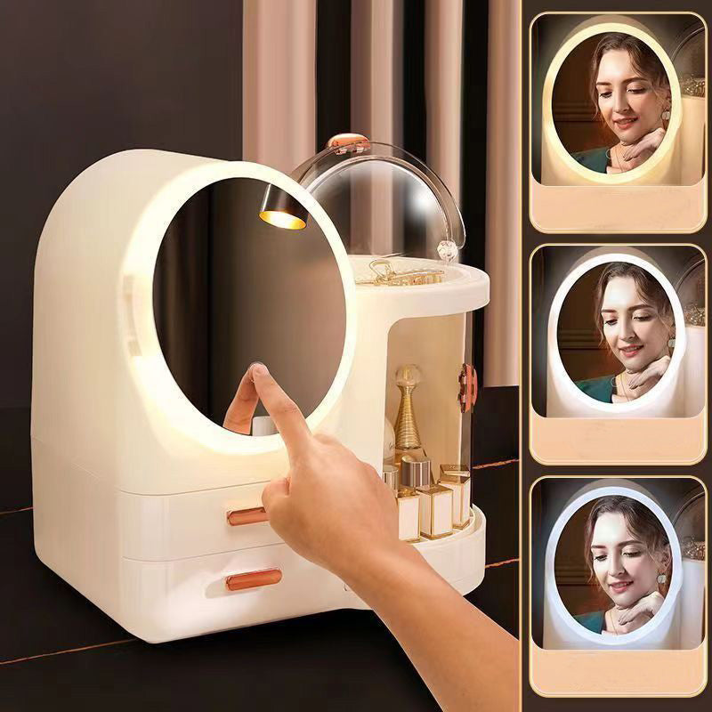 Caja de Almacenamiento de Cosméticos con Espejo LED