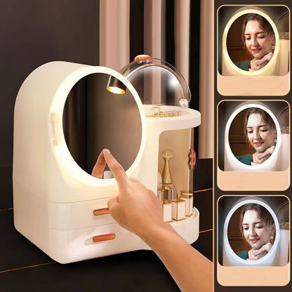 Caja de Almacenamiento de Cosméticos con Espejo LED