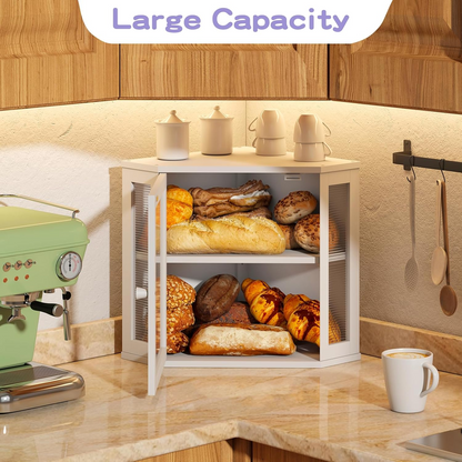 Caja de Pan de Bambú Blanco de Doble Capa