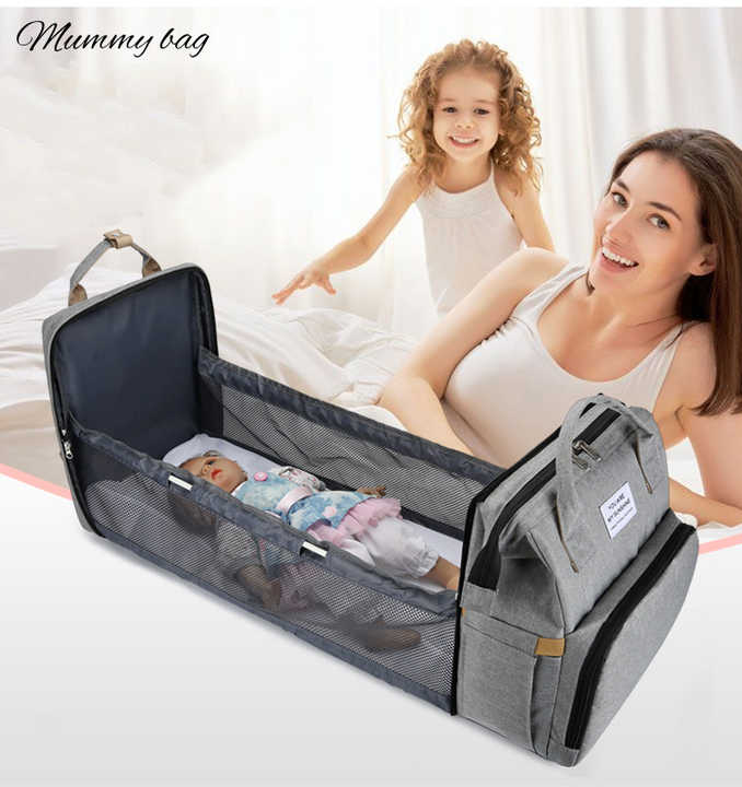 pañalera con cama portátil plegable
