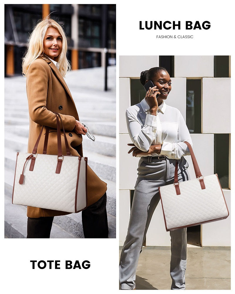 Bolso de Mano Acolchado 3 en 1 | Moda Casual, Porta-Portátil y Compartimento Térmico para Almuerzo