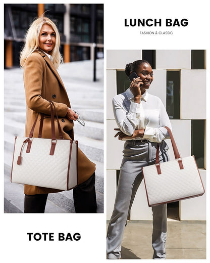 Bolso de Mano Acolchado 3 en 1 | Moda Casual, Porta-Portátil y Compartimento Térmico para Almuerzo