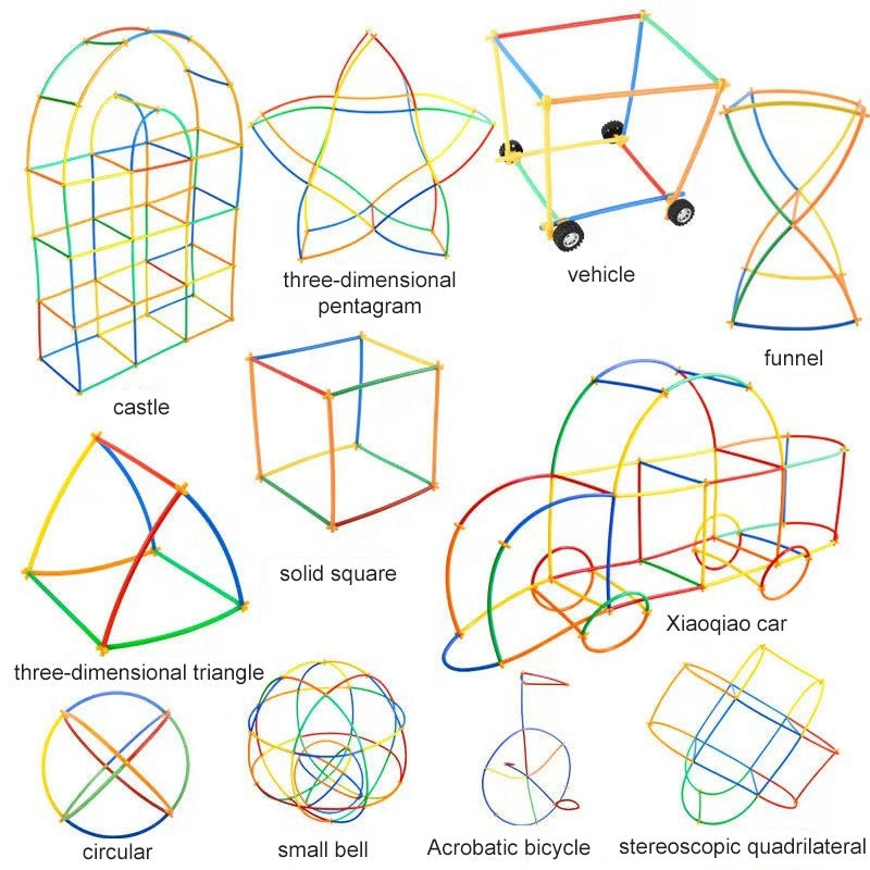 BLOQUES DE CONSTRUCCIÓN DE PAJAS 4D PARA NIÑOS – JUGUETE EDUCATIVO DIY DE ENSAMBLAJE E INSERTADO