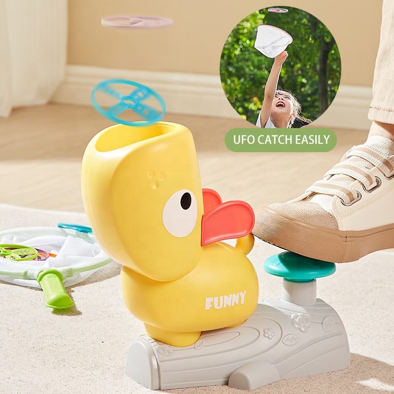 🛸🎯✨ Lanzador de Discos Voladores de Plástico Suave | Juego de Lanzamiento Infantil con Red de Captura