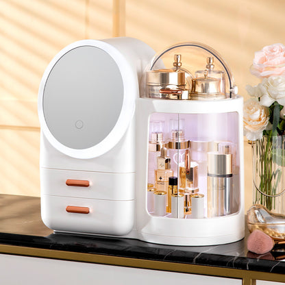 Caja de Almacenamiento de Cosméticos con Espejo LED