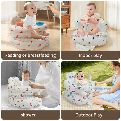 Asiento Inflable para Bebé con Soporte para Tazón | Súper Cómodo • Estable • Portátil • Ideal de 3 a 36 Meses • Perfecto para Alimentación y Juegos