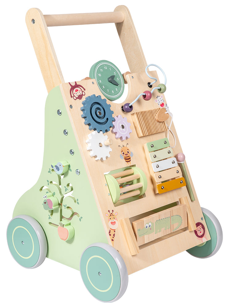 Andador de Madera para Bebés – Cochecito de Empuje y Tracción para Aprendizaje Temprano