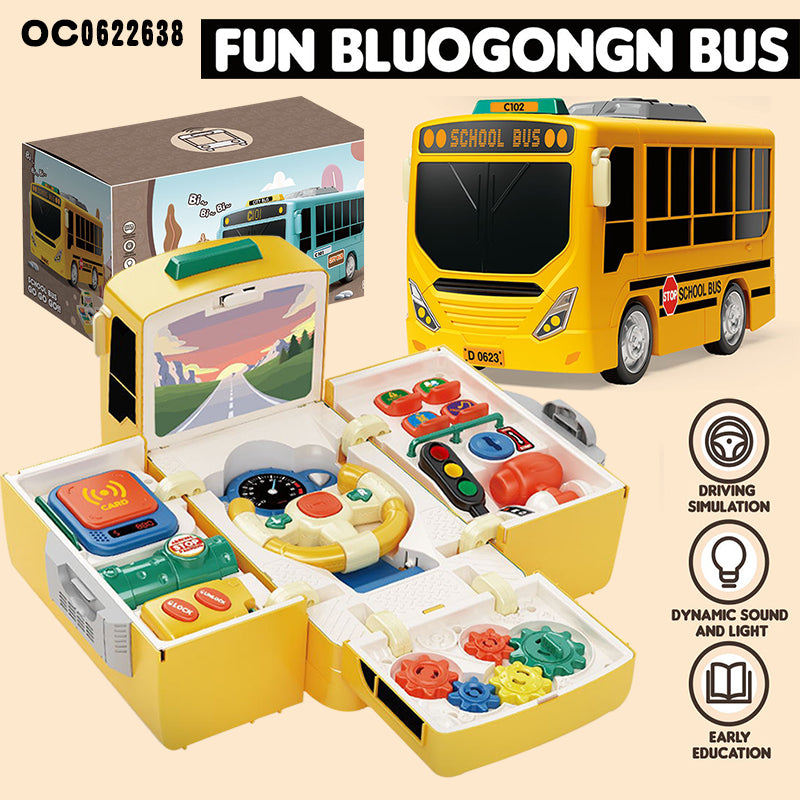 Autobús Educativo Infantil – Juguete con Luces, Música, Engranajes y Volante de Simulación