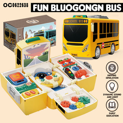 Autobús Educativo Infantil – Juguete con Luces, Música, Engranajes y Volante de Simulación
