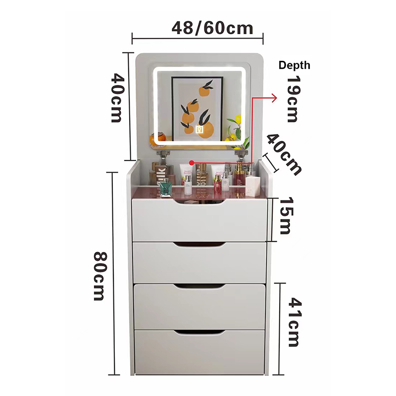 Tocador Moderno con Espejo LED y Cajonera Multifuncional
