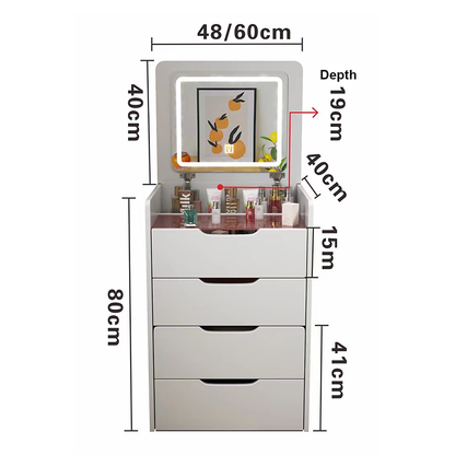 Tocador Moderno con Espejo LED y Cajonera Multifuncional