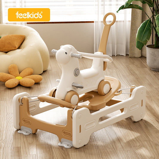 Trampolín Mecedora Feelbaby Alpaca/Caballito para Bebé | Andador con Ruedas | Juguete de Lujo con Dibujos Animados