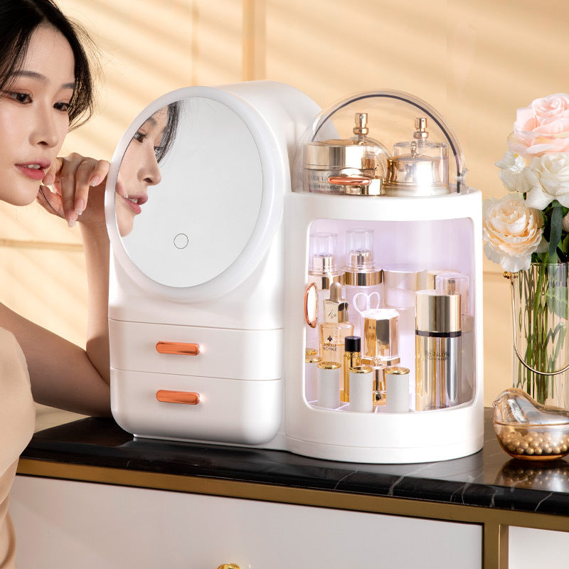 Caja de Almacenamiento de Cosméticos con Espejo LED
