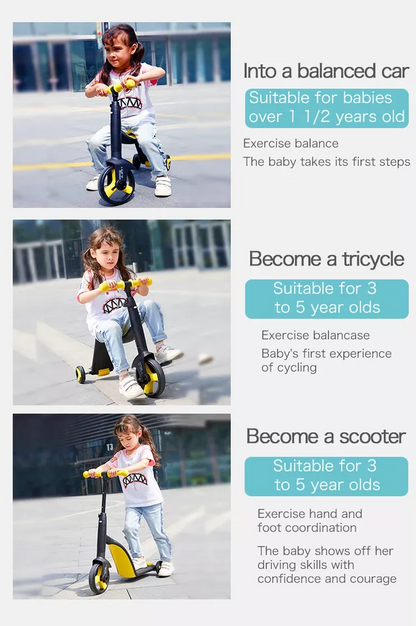 Triciclo Multifuncional 3 en 1 para Bebés | Scooter • Correpasillos • Patineta de 3 Ruedas • Evolutivo • Estable • Ideal para Primera Movilidad