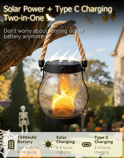 Linterna Solar con Efecto de Llama Bailarina