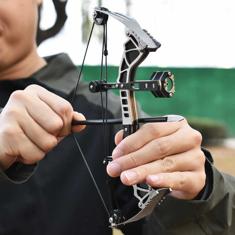 🏹⚙️✨ PIAO YU Mini Arco Compuesto de Acero Inoxidable | Arco de Poleas de Gran Potencia | Tiro al Aire Libre