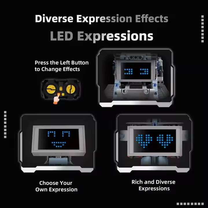 Bloques de Construcción STEAM 5 en 1 – Robot Interstelar con Pantalla LED y Expresiones Programables