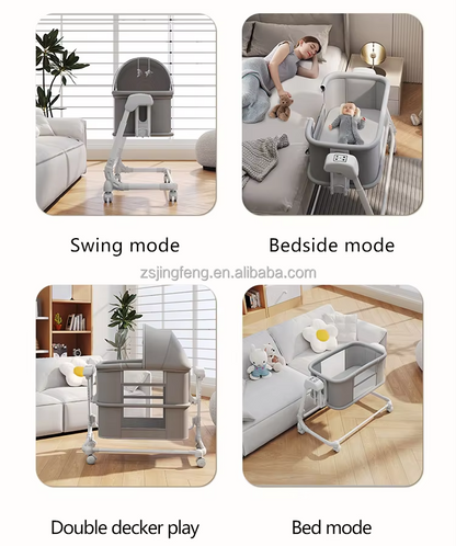 🛏️⚡✨ Cama Eléctrica Inteligente Moderna | 4 Ajustes de Altura | Control Remoto de 5 Velocidades | Función de Balanceo y Mecedora