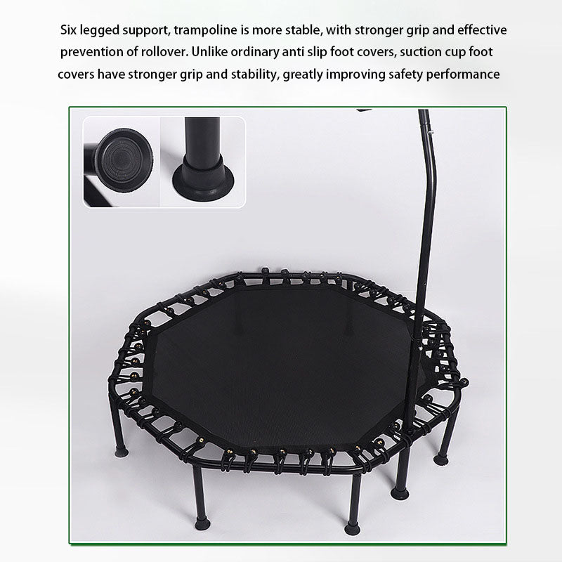 Trampolín Octogonal 120cm con Pasamanos Ajustable | Entrenamiento en Casa, Cuerda Elástica Gruesa, Fitness para Adultos