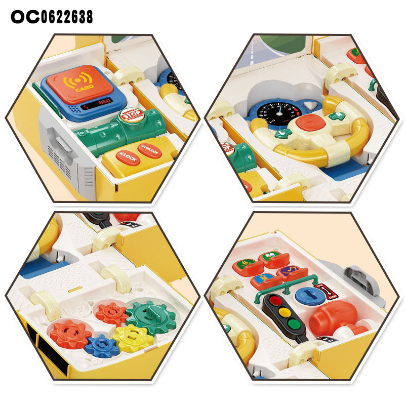 Autobús Educativo Infantil – Juguete con Luces, Música, Engranajes y Volante de Simulación