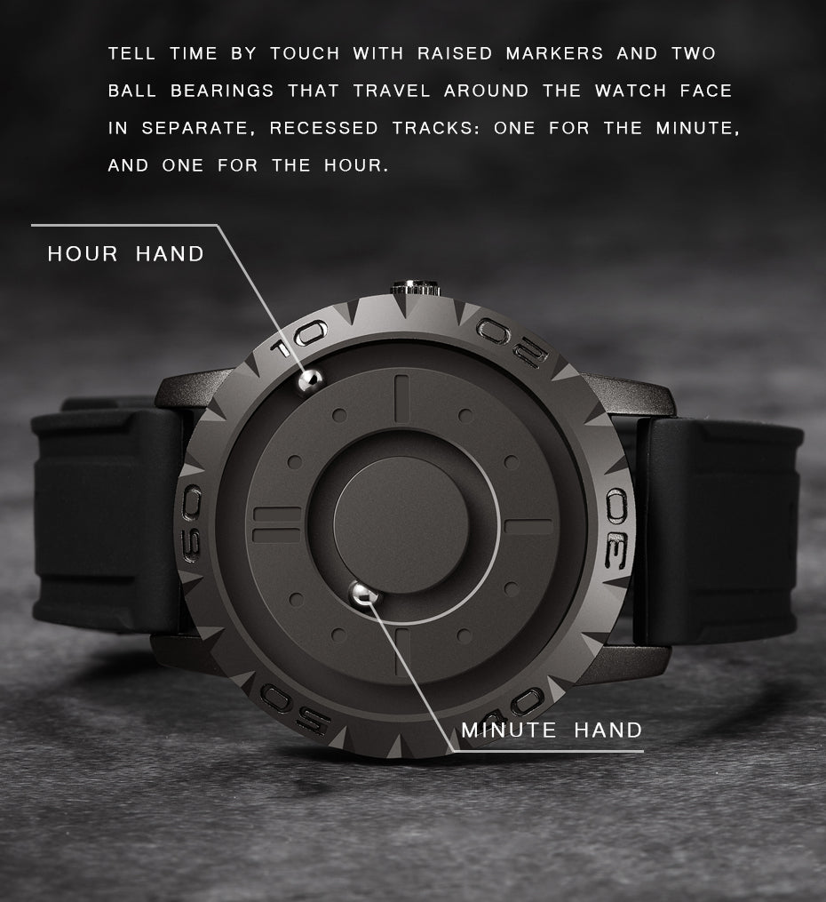 Reloj de Cuarzo para Hombre con Bola Magnética — Diseño Moderno, Minimalista y de Lujo Sin Bordes