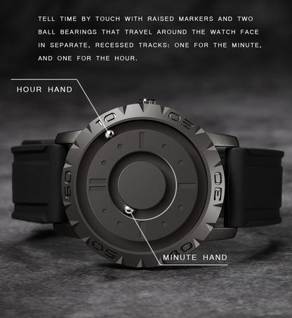 Reloj de Cuarzo para Hombre con Bola Magnética — Diseño Moderno, Minimalista y de Lujo Sin Bordes