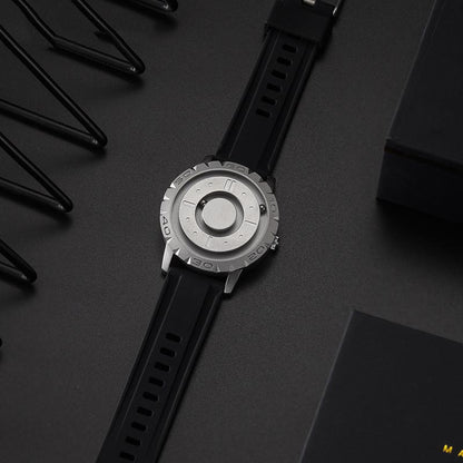 Reloj de Cuarzo para Hombre con Bola Magnética — Diseño Moderno, Minimalista y de Lujo Sin Bordes