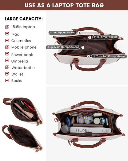 Bolso de Mano Acolchado 3 en 1 | Moda Casual, Porta-Portátil y Compartimento Térmico para Almuerzo