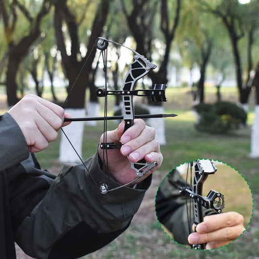 🏹⚙️✨ PIAO YU Mini Arco Compuesto de Acero Inoxidable | Arco de Poleas de Gran Potencia | Tiro al Aire Libre