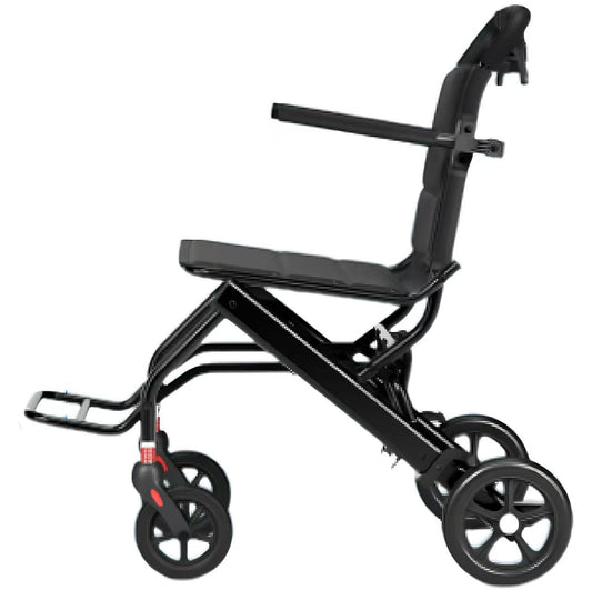 Silla de Ruedas de Transporte Ligera — Plegable, Ajustable y Súper Cómoda para Adultos Mayores
