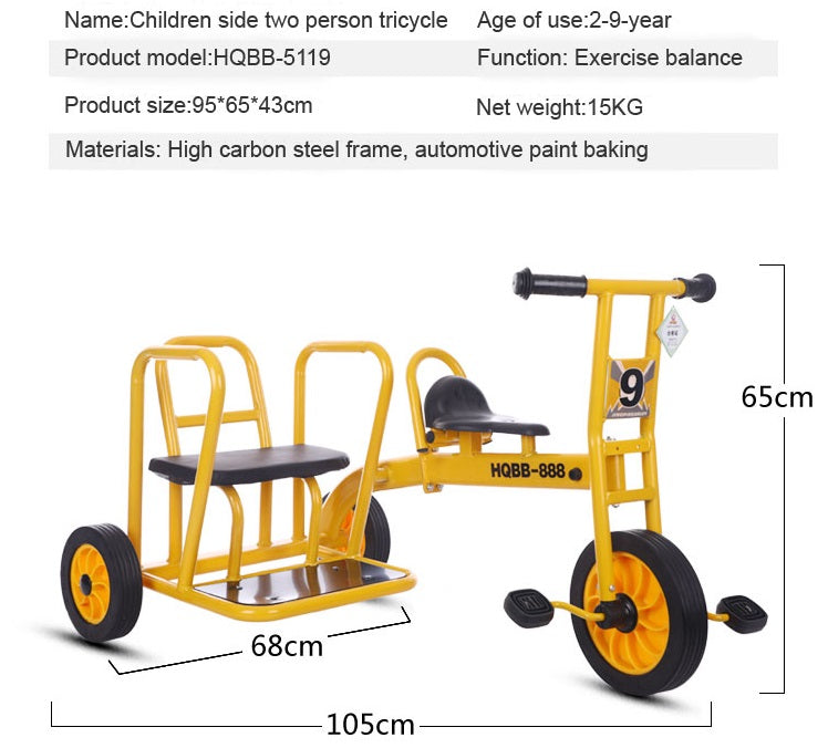 Triciclo de Acero de Alto Carbono para Niños – Bicicleta Infantil para Preescolar y Jardín (1 a 8 Años) con Uso para 2 Personas