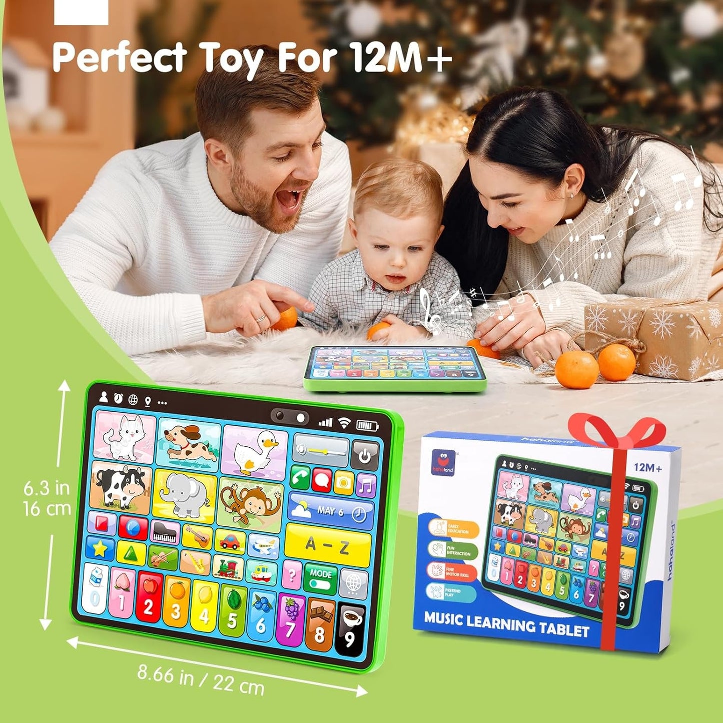 Tableta de Aprendizaje Interactiva para Niños 1+ | Trilingüe (Inglés – Español – Francés) • Sonidos • Música • Terapia de Habla • Apps Educativas