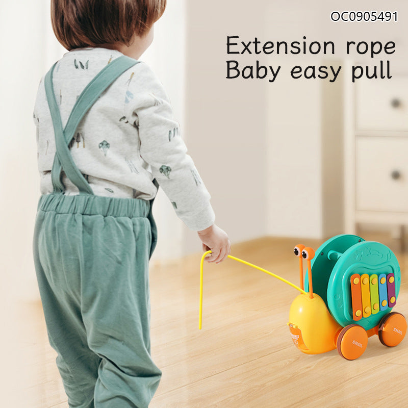 Xilófono Educativo para Bebés | Caracol Musical con Engranajes + Piano y Carrito de Arrastre | Juguete Sensorial de Dibujos Animados